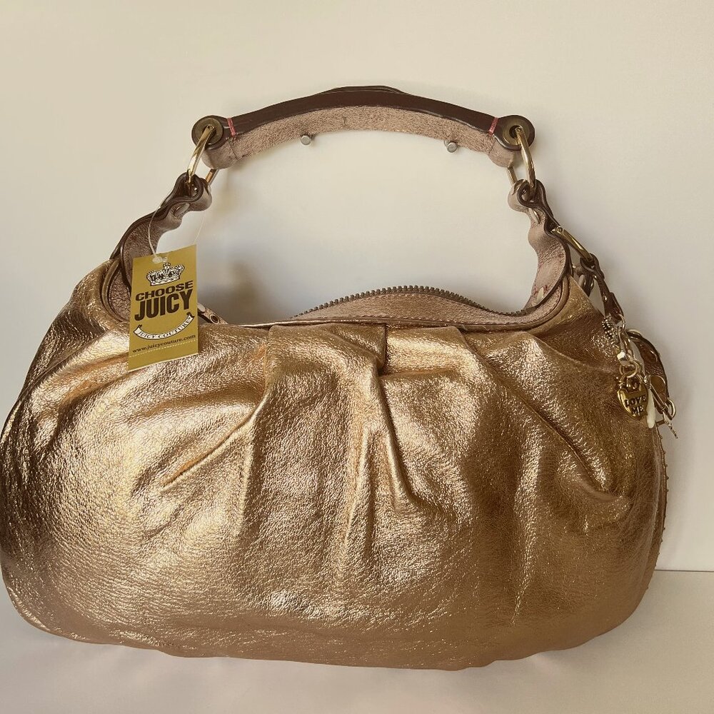 Juicy Couture Metallic Rose gold Leather Hobo Bag-Y2K-NWT